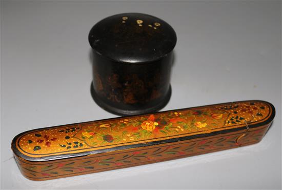 A lacquer box and a Persian pen box